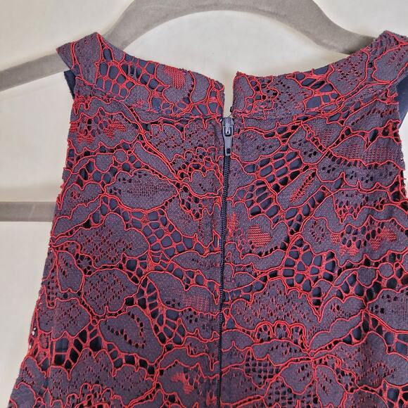 Mod Cloth A Night Like This blue and red lace ruffle hem halter dress Size 8 - Picture 9 of 15